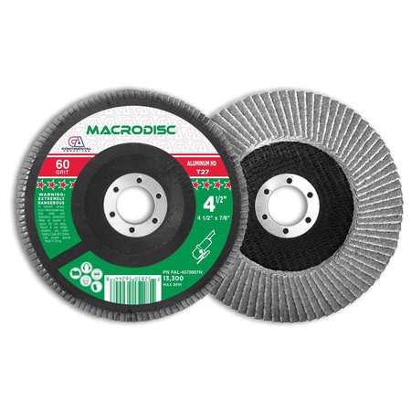 CONTINENTAL ABRASIVES 4-1/2" x 7/8" 60 Grit Stearate Coated High Density  Flap Disc for Aluminum Grinding FAL-4570607H